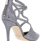 Michael Kors Catia Salto Alto Feminino Glitter Bico Fino Prata/Azul Tamanho 6