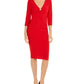 Vestido feminino INC Ring-Hardware franzido MIDI vermelho tamanho pequeno
