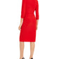 Vestido feminino INC Ring-Hardware franzido MIDI vermelho tamanho pequeno