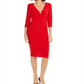 Vestido feminino INC Ring-Hardware franzido MIDI vermelho tamanho pequeno
