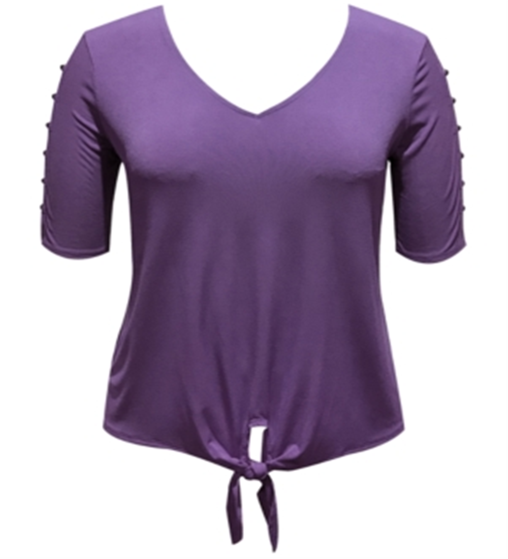 Top feminino com amarração frontal, roxo, tamanho grande, da coleção JM