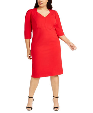 Calvin Klein Plus Novo Vestido Curto com Decote em V Escolha Vermelho Tamanho 20W