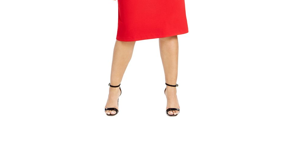 Calvin Klein Plus Novo Vestido Curto com Decote em V Escolha Vermelho Tamanho 20W