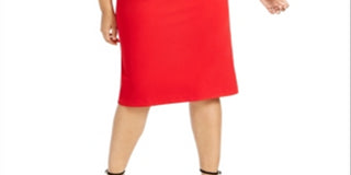 Calvin Klein Plus Novo Vestido Curto com Decote em V Escolha Vermelho Tamanho 20W