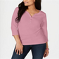 Karen Scott Top Henley Feminino Mellow Rose Pink Tamanho Médio
