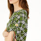 Blusa xadrez com mangas ilhós Michael Michael Kors, verde, tamanho XXS
