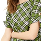 Blusa xadrez com mangas ilhós Michael Michael Kors, verde, tamanho XXS