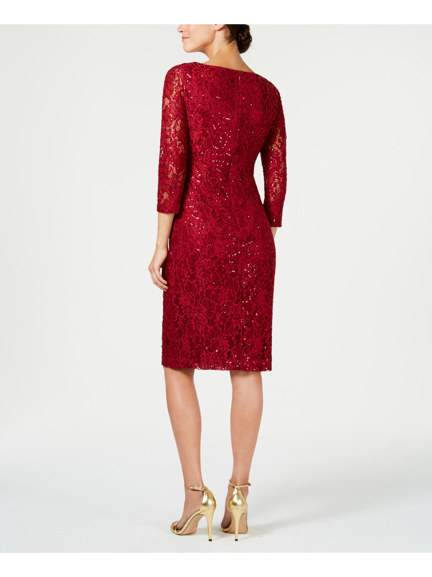 Vestido curto de renda feminino Jessica Howard, vinho, tamanho 10P