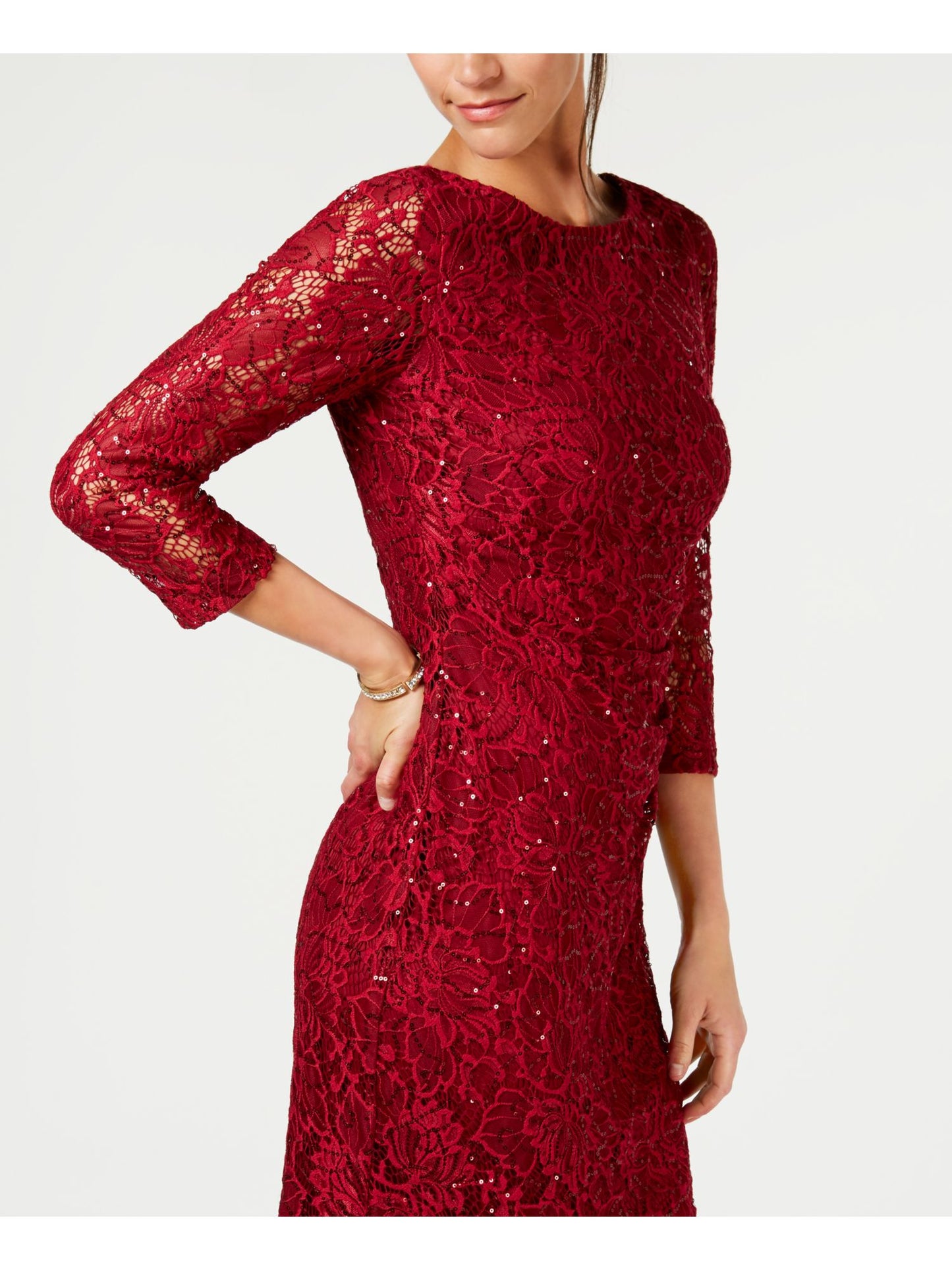 Vestido curto de renda feminino Jessica Howard, vinho, tamanho 10P