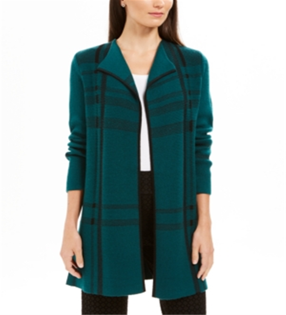 Cardigan feminino Charter Club Petite com frente aberta, verde-bálsamo, tamanho Petit M