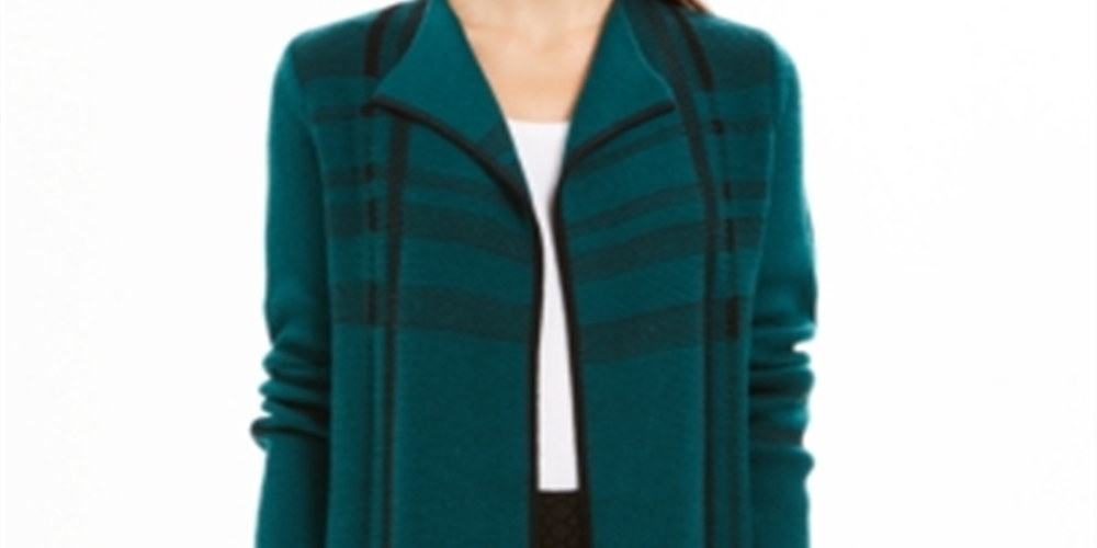 Cardigan feminino Charter Club Petite com frente aberta, verde-bálsamo, tamanho Petit M