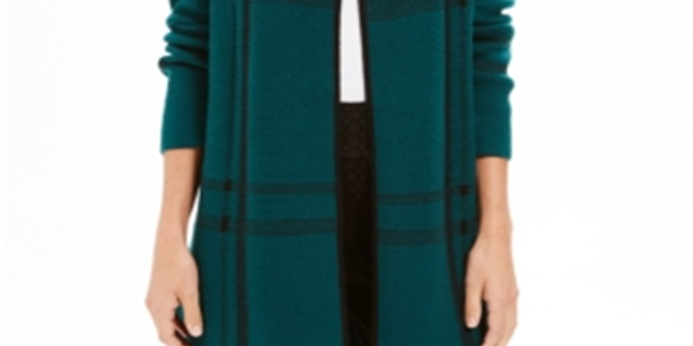 Cardigan feminino Charter Club Petite com frente aberta, verde-bálsamo, tamanho Petit M