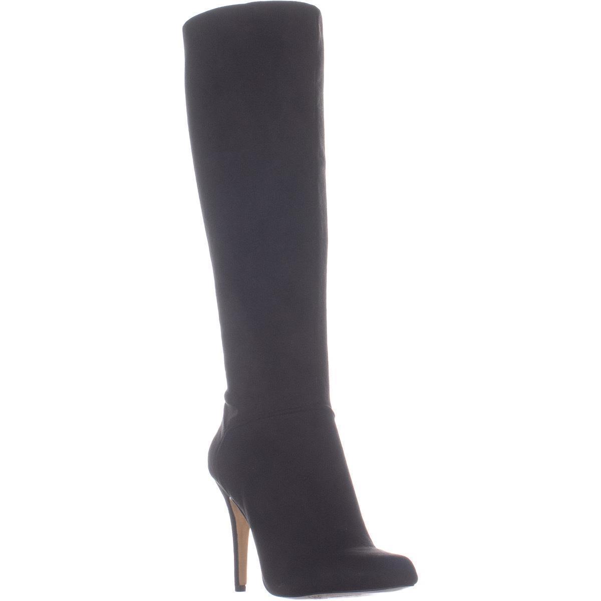 Botas femininas de cano alto com bico fino e tecido Taisa da INC International Concepts, pretas, tamanho 7 M