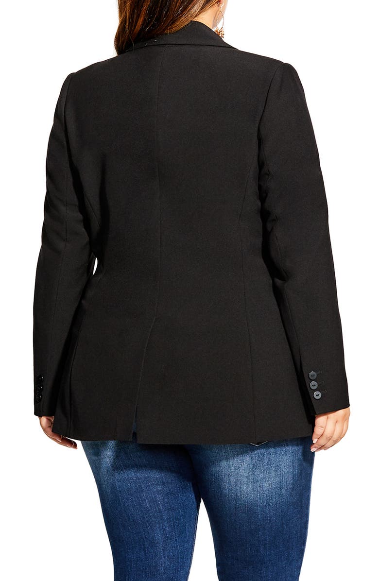 Jaqueta feminina plus size da City Chic Trendy com um botão, preta, tamanho 18W