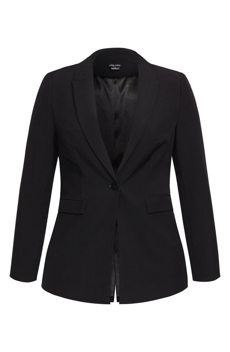 Jaqueta feminina plus size da City Chic Trendy com um botão, preta, tamanho 18W