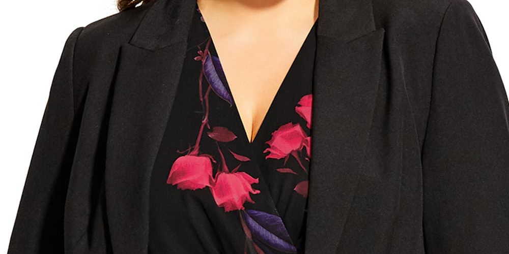 Jaqueta feminina plus size da City Chic Trendy com um botão, preta, tamanho 18W