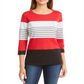 Karen Scott Petite Colorblocked Listrado Top Vermelho Tamanho Petite M