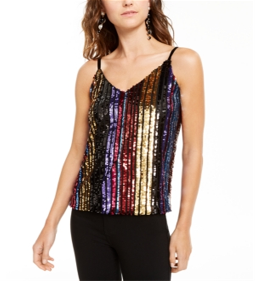 INC International Concepts Top Feminino com Lantejoulas Magenta Flame Tamanho XS