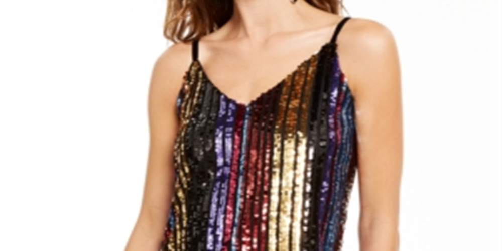 INC International Concepts Top Feminino com Lantejoulas Magenta Flame Tamanho XS