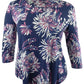 JM Collection Top feminino com estampa floral pequena e flores frondosas, tamanho pequeno G