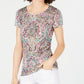 Blusa feminina de manga curta com franzidos laterais da INC International Concepts, preta, tamanho XS
