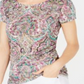 Blusa feminina de manga curta com franzidos laterais da INC International Concepts, preta, tamanho XS