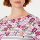 Karen Scott Blusa Feminina Estampada Manga Três Quartos Cinza Tamanho Grande