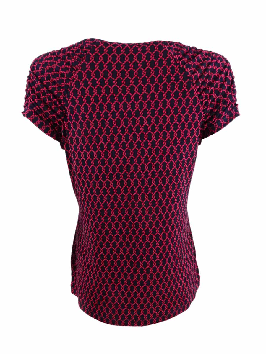 Tommy Hilfiger Blusa Feminina Estampada Manga Franzida Vermelha Tamanho X-G