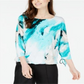 Blusa Alfani Feminina Estampa Abstrata Azul Tamanho Pequeno GG