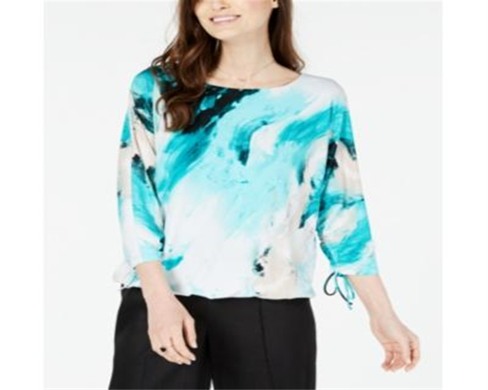 Blusa Alfani Feminina Estampa Abstrata Azul Tamanho Pequeno GG