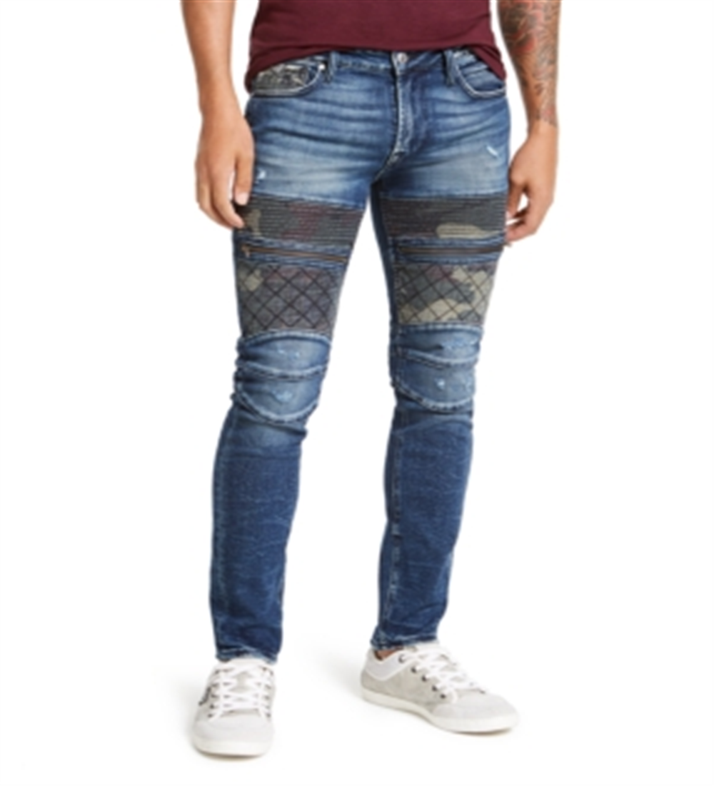 Calça Jeans Skinny Moto Blocked Masculina Guess Azul Tamanho 34