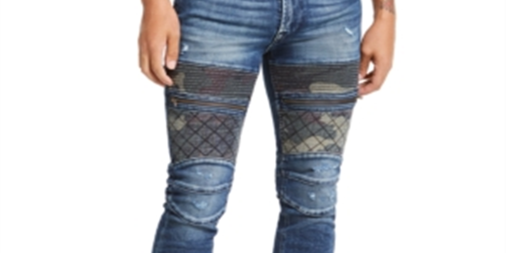 Calça Jeans Skinny Moto Blocked Masculina Guess Azul Tamanho 34