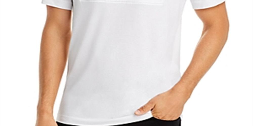 Camiseta masculina Karl Lagerfeld Paris com logotipo em relevo, branca, tamanho M