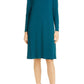 Vestido Eileen Fisher Feminino Gola Bateau Manga Longa Azul Tamanho Pequeno Médio