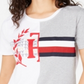 Camiseta Tommy Hilfiger Feminina Manga Curta com Logo Emendado, Branca, Tamanho M