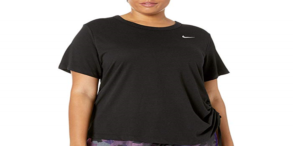 Camiseta de corrida Nike Plus Miler manga curta feminina, preta, tamanho 2X