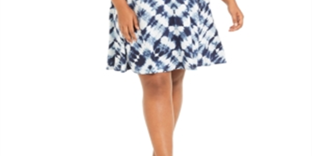 Vestido plus size feminino estilo &amp; co com ombros descobertos, azul, tamanho 1X