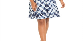 Vestido plus size feminino estilo &amp; co com ombros descobertos, azul, tamanho 1X