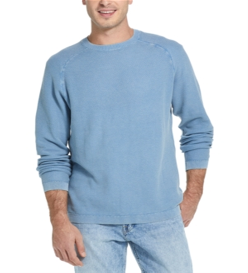 Suéter masculino vintage de algodão texturizado, gola redonda, azul, tamanho XX-G