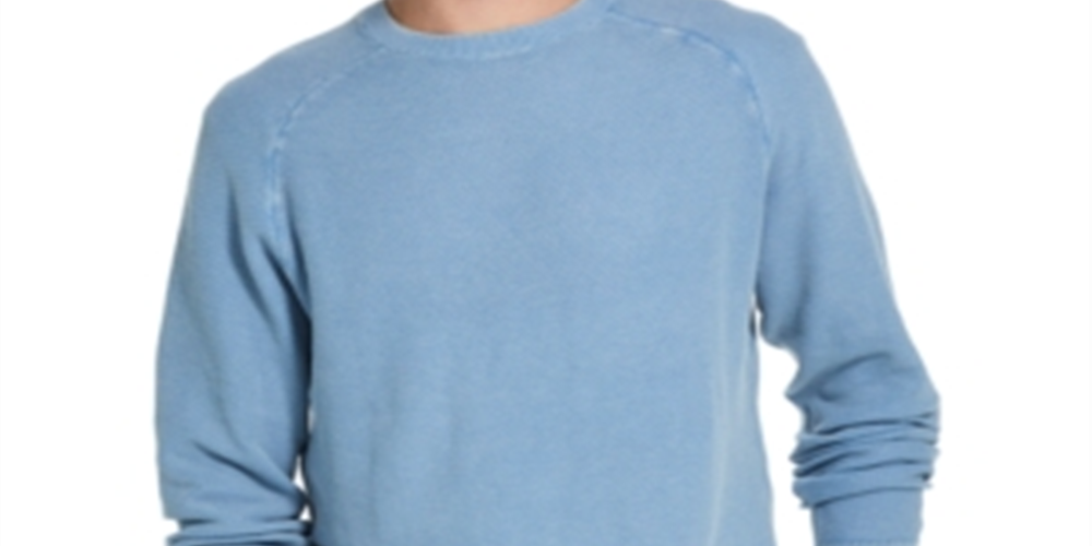 Suéter masculino vintage de algodão texturizado, gola redonda, azul, tamanho XX-G