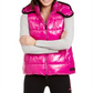 Calvin Klein Colete Feminino Performance Shine Padded com Capuz e Zíper Completo Roxo Tamanho Grande