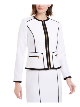 Jaqueta Calvin Klein Feminina Wear to Work com Zíper, Branca, Tamanho 6 Petite