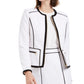Calvin Klein Blazer Feminino Piquet com Zíper Frontal e Gola Alta Branco Tamanho 8 Petite