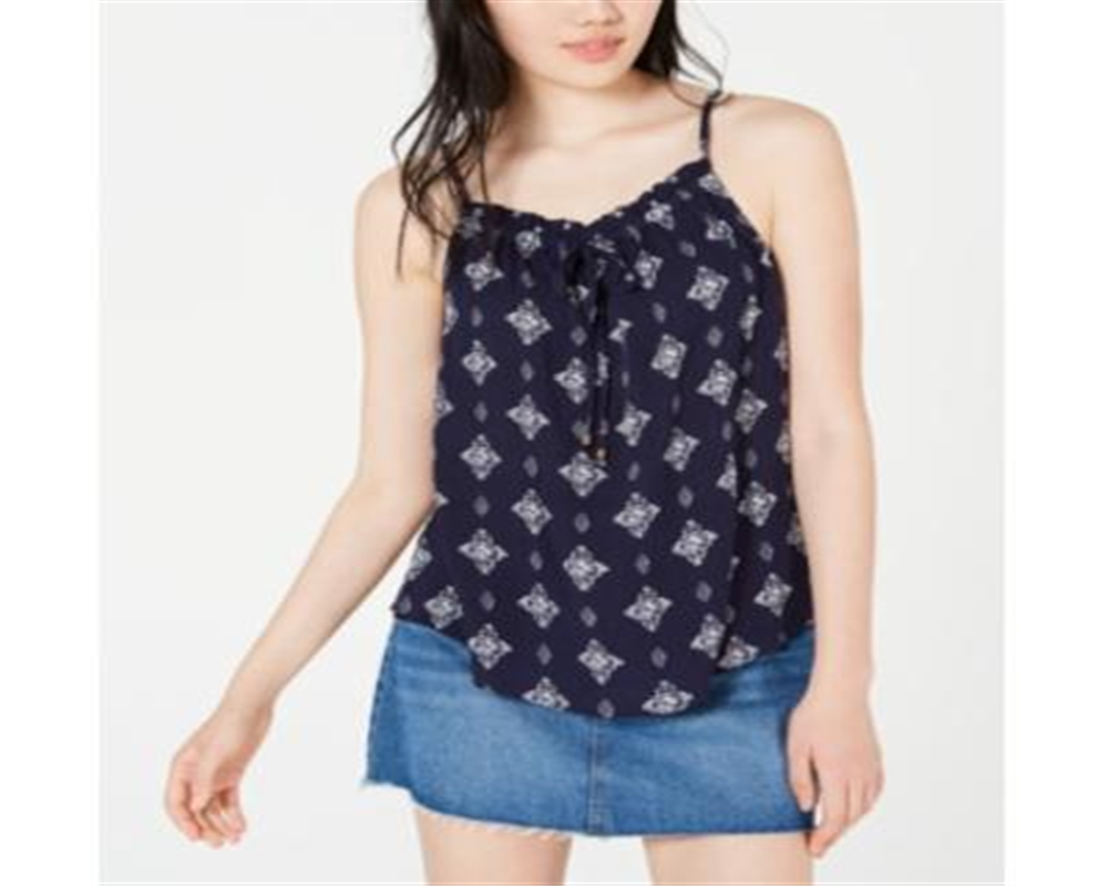 Regata estampada com amarração frontal Hippie Rose Junior, azul, tamanho XS