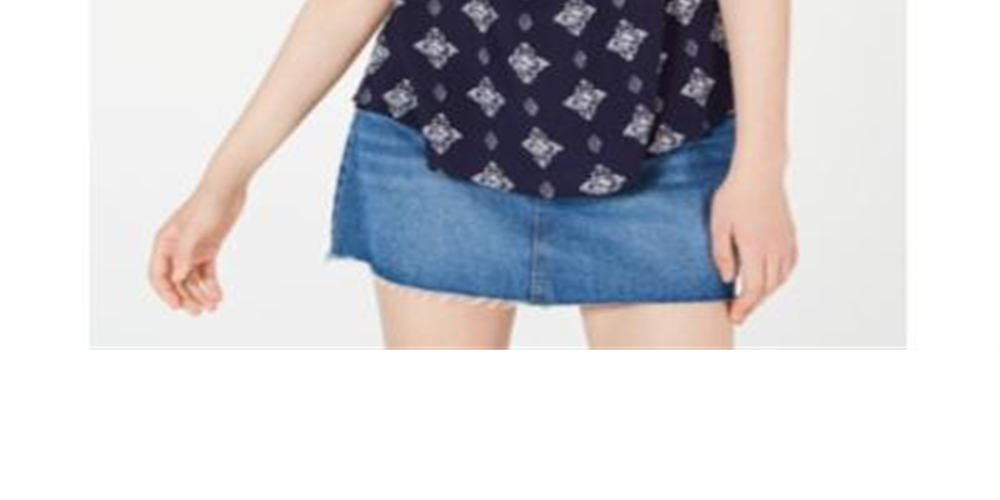 Regata estampada com amarração frontal Hippie Rose Junior, azul, tamanho XS