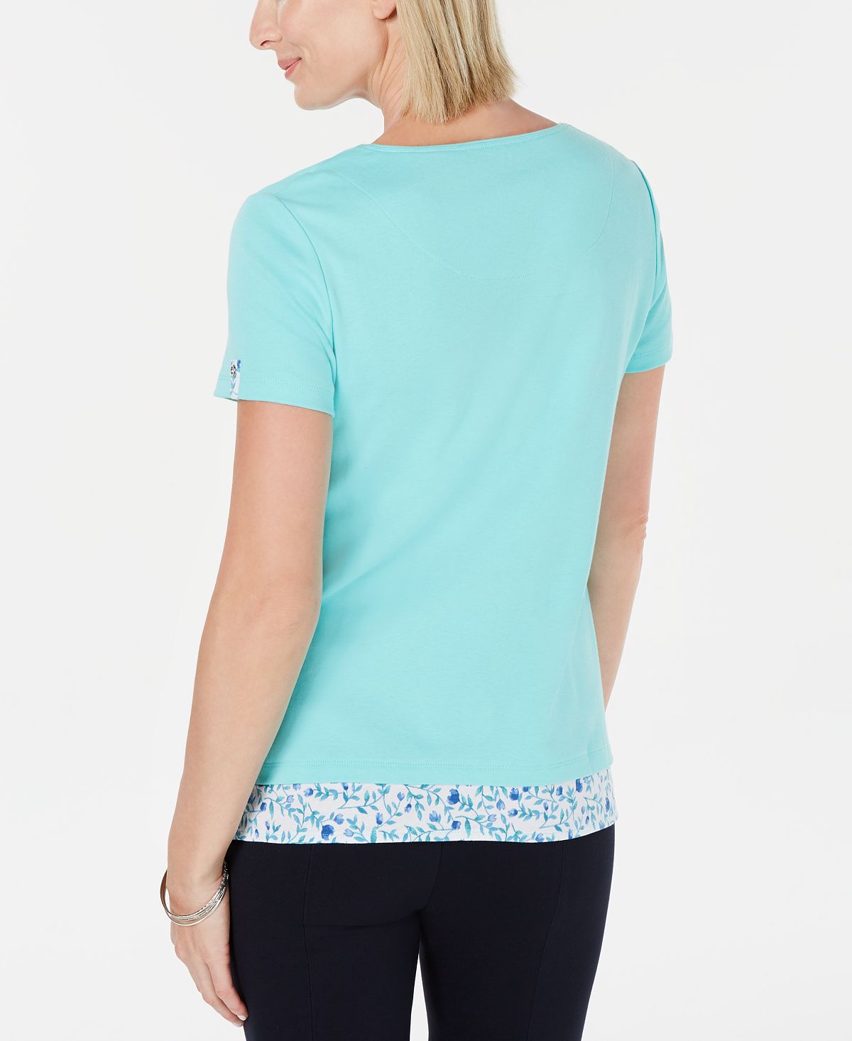 Blusa feminina Karen Scott com estampa em camadas, azul, tamanho G