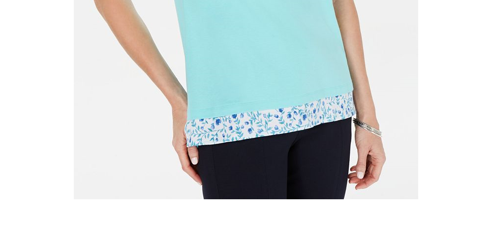 Blusa feminina Karen Scott com estampa em camadas, azul, tamanho G