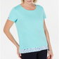 Blusa feminina Karen Scott com estampa em camadas, azul, tamanho G