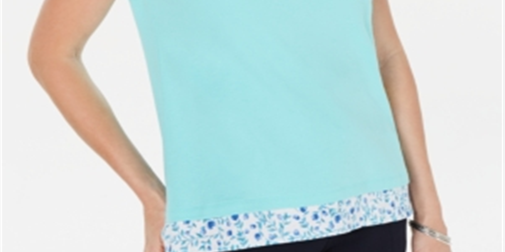 Blusa feminina Karen Scott com estampa em camadas, azul, tamanho G