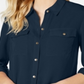 Camisa feminina Charter Club com dois bolsos, azul, tamanho 2XL